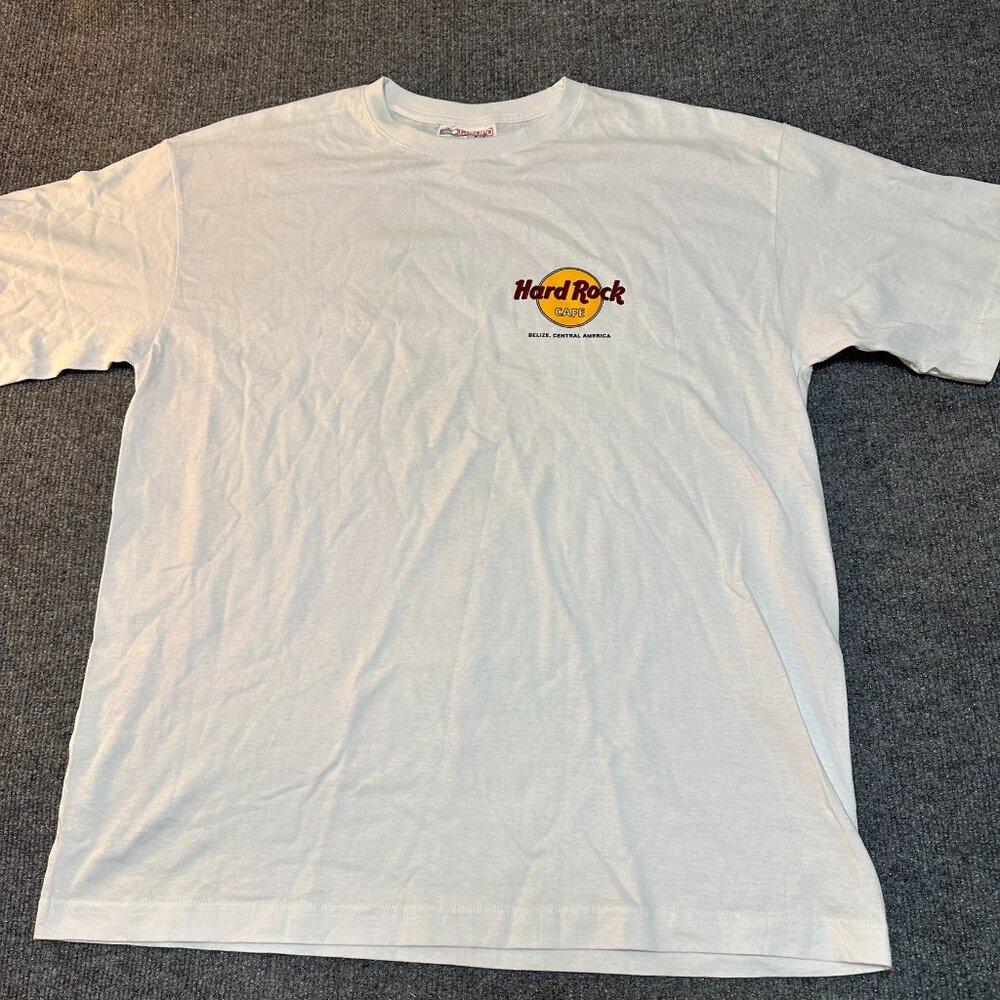 Vintage Hard Rock Cafe Belize Central America Shirt XL White Guitar Graphic Tee - Picture 2 of 4